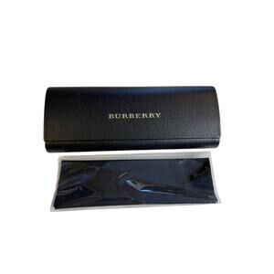 Black Burberry Eyeglasses Case Hard Shell Cleaning Cloth 6.75"l